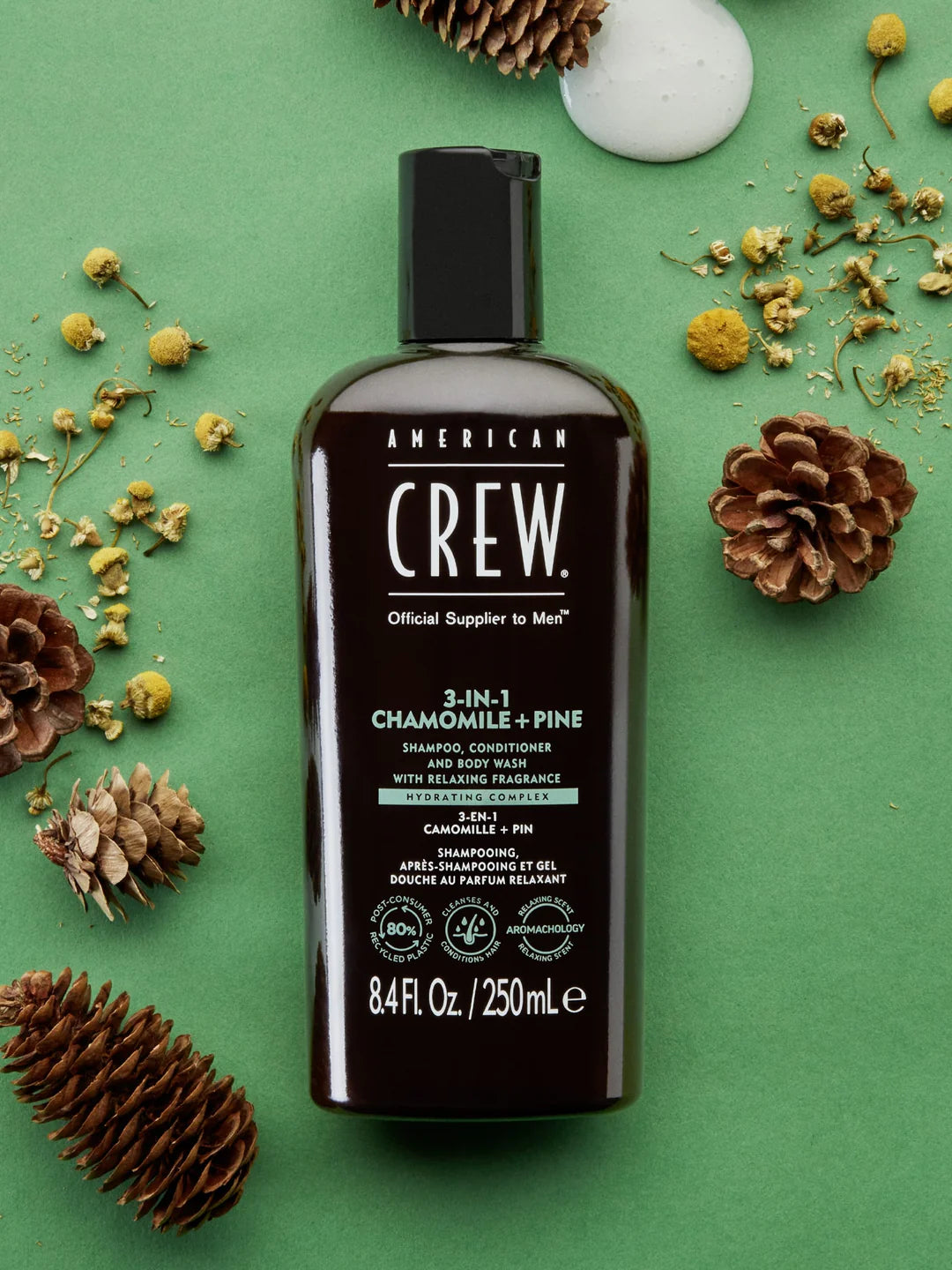 American Crew 3-IN-1 Chamomile + Pine - Shampoo, Conditioner, Body Wash