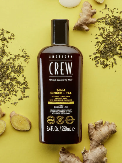 American Crew 3-IN-1 Ginger + Tea - Shampoo, Conditioner, Body Wash